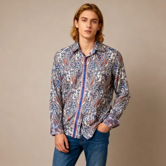 Robert Graham Embroidered XL NWT Men's Long Sleeve Shirt Cotton Multicolor flora